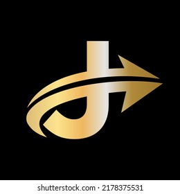 Finance logo with J Letter Concept. Marketing And Financial Business Logo. J Financial Logo Template with Marketing Growth Arrow