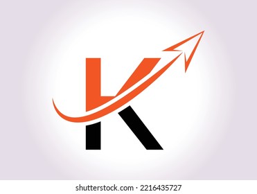 Logotipo Financiero Con Concepto De Letra K. Logo De Marketing Y Negocios Financieros. Logo vectorial moderno para flecha de crecimiento de marketing e identidad de la empresa