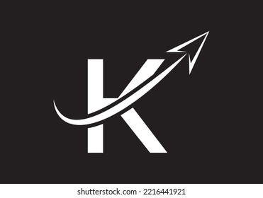 Finance Logo With K Letter Concept. Marketing And Financial Business Logo. Modern vector logo for Marketing Growth Arrow and company identity