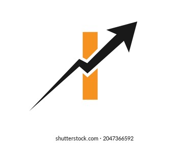 Finance logo with I letter concept. Marketing And Financial Business Logo. I Financial Logo Template with Marketing Growth Arrow