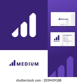 Finance Logo Letter M Identity. Chart Logo Simple and Flat Minimalist Monogram logo identity Abstract. Invesment Premium logo vector for Business and Brand Identity. Free Business card