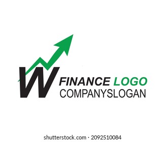 Logo de Finanzas con el concepto de letra W. Logo Comercial Y Financiero.  W plantilla de logotipo financiero con flecha de crecimiento de marketing , Plantilla inicial de logotipo de lujo con letra w.