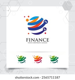 Finance logo marketing design with arrow vector and statistic symbol for investment ,data analyst ,financial company.