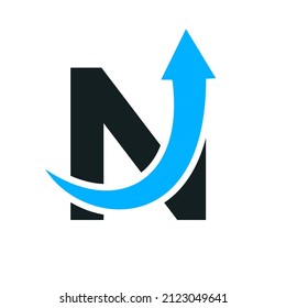 Finance logo with N letter concept. Marketing And Financial Business Logo. N Financial Logo Template with Marketing Growth Arrow