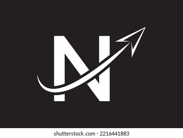 Logotipo Financiero Con Concepto De Letra N. Logo De Marketing Y Negocios Financieros. Logo vectorial moderno para flecha de crecimiento de marketing e identidad de la empresa
