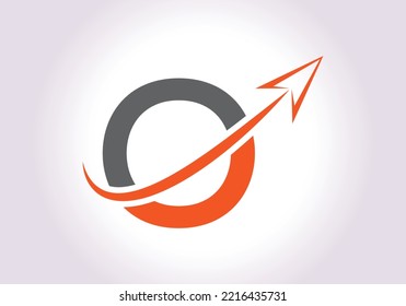 Finden Sie Logo mit O-Letter-Konzept. Logo für Marketing und Finanzunternehmen. Modernes Vektorlogo für Marketing Growth Arrow und Firmenidentität