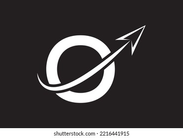 Logotipo Financiero Con Concepto De Letra O. Logo De Marketing Y Negocios Financieros. Logo vectorial moderno para flecha de crecimiento de marketing e identidad de la empresa