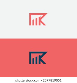 Finance Logo on K Letter Concept. Marketing And Financial Business Logo. Letter K Financial Logo with Marketing Growth Arrow
