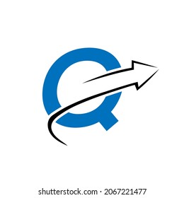 Finance logo with Q letter concept. Marketing And Financial Business Logo. Q Financial Logo Template with Marketing Growth Arrow