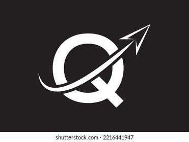 Logotipo Financiero Con Concepto De Letra Q. Logo De Marketing Y Negocios Financieros. Logo vectorial moderno para flecha de crecimiento de marketing e identidad de la empresa
