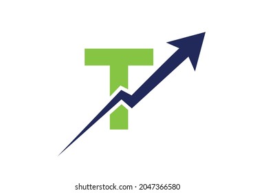 Finance logo with T letter concept. Marketing And Financial Business Logo. T Financial Logo Template with Marketing Growth Arrow