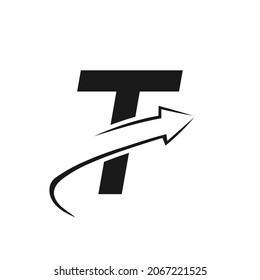 Finance Logo With T Letter Concept. Marketing And Financial Business Logo. T Financial Logo Template with Marketing Growth Arrow