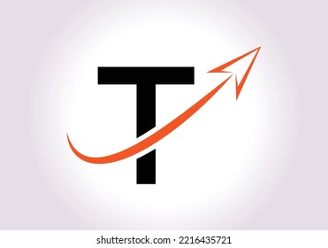 Finance Logo With T Letter Concept. Marketing And Financial Business Logo. Modern vector logo for Marketing Growth Arrow and company identity