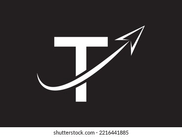 Finance Logo With T Letter Concept. Marketing And Financial Business Logo. Modern vector logo for Marketing Growth Arrow and company identity