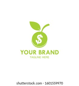 Finance Logo template. Green leaf and money concept logo template