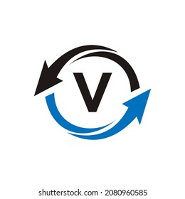 Logotipo financiero con concepto de letra V. Logo De Marketing Y Negocios Financieros. V Plantilla de logotipo financiero con flecha de crecimiento de marketing