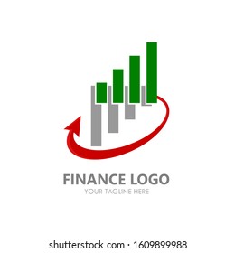 Finance Logo Vector. Accounting logo template. Chart, arrow, and money currency  illustration