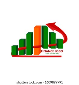 Finance Logo Vector. Accounting logo template. Chart, arrow, and money currency  illustration