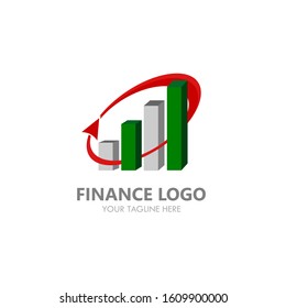 Finance Logo Vector. Accounting logo template. Chart, arrow, and money currency  illustration
