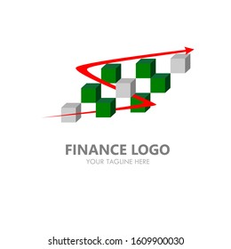 Finance Logo Vector. Accounting logo template. Chart, arrow, and money currency  illustration