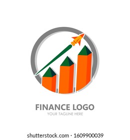 Finance Logo Vector. Accounting logo template. Chart, arrow, and money currency  illustration