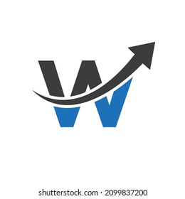 Finden Sie Logo mit W-Letter-Konzept. Logo für Marketing und Finanzunternehmen. Buchstabe W Vorlage für finanzielle Logos mit Marketingwachstum