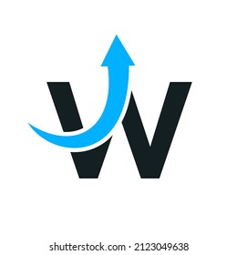 Finance logo with W letter concept. Marketing And Financial Business Logo. W Financial Logo Template with Marketing Growth Arrow