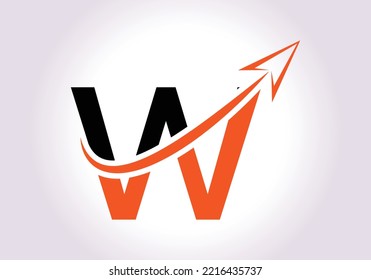 Logotipo Financiero Con Concepto De Letra W. Logo De Marketing Y Negocios Financieros. Logo vectorial moderno para flecha de crecimiento de marketing e identidad de la empresa