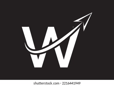 Finance Logo With W Letter Concept. Marketing And Financial Business Logo. Modern vector logo for Marketing Growth Arrow and company identity