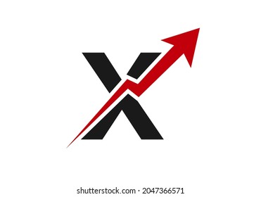Finance logo with X letter concept. Marketing And Financial Business Logo. X Financial Logo Template with Marketing Growth Arrow