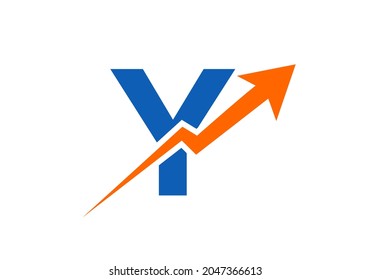 Finance logo with Y letter concept. Marketing And Financial Business Logo. Y Financial Logo Template with Marketing Growth Arrow