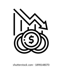 Finance Lost, Poverty Problem Line Icon Vector. Finance Lost, Poverty Problem Sign. Isolated Contour Symbol Black Illustration