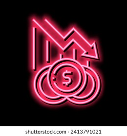 Finanzierungsverlust, Armutsproblem Neon Leuchtzeichen Vektor. Finanzierungsverlust, Armutsproblem, Illustration