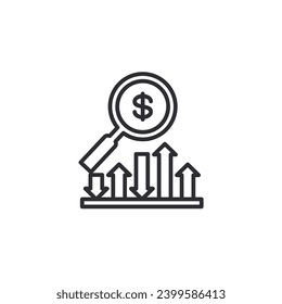 Finance, magnifier, analytics, business, statistics, graph, financial, chart, market, money Icon