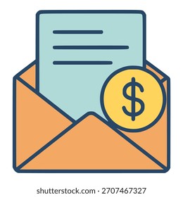 Finanz-Mail-Abonnement flache Farbe, Vektorgrafik-Vorlage