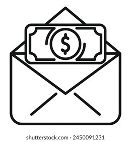 Finance mail support icon outline vector. Online donation. Financial investment company