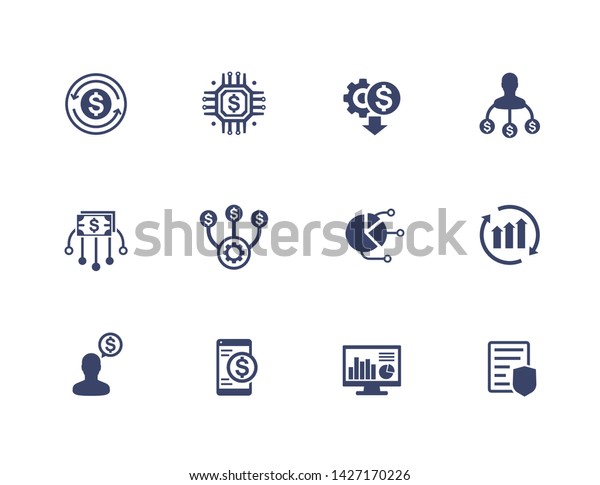 finance management and financial planning icons set\
on white