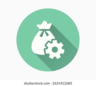 Finance management flat icon. Simple illustration with long shadow for graphic and web design.