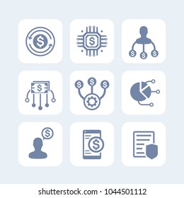 finance management icons set on white