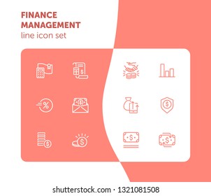 Finance management line icon set. Report, profit, insurance. Business concept. Can be used for topics like money, saving, revenue, investment