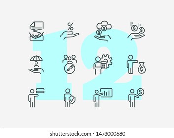 Finance management line icon set. Dealing, income, percentage. Business concept. Can be used for topics like banking, investment, profit