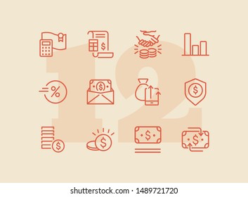 Finance management line icon set. Report, profit, insurance. Business concept. Can be used for topics like money, saving, revenue, investment