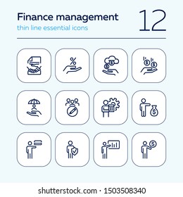 Finance management line icon set. Dealing, income, percentage. Business concept. Can be used for topics like banking, investment, profit