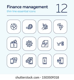 Finance management line icon set. Income, mobile payment, credit card. Business concept. Can be used for topics like banking, budget, spending money