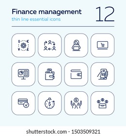 Finance management line icon set. Conversion, financial analytics, wallet, credit card. Business concept. Can be used for topics like budget, salary, saving, financial payment