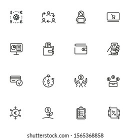 Finance management line icon set. Conversion, financial analytics, wallet, credit card. Business concept. Can be used for topics like budget, salary, saving, financial payment