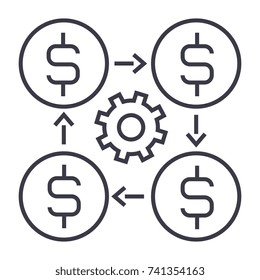 finance management linear icon, sign, symbol, vector on isolated background
