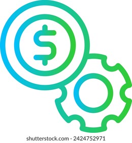 Finance management project development icon with blue and green gradient outline style. business, finance, financial, management, technology, analysis, concept. Vector Illustration