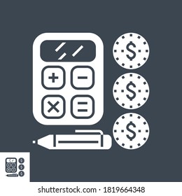 Icono de glifo vectorial relacionado con administración de finanzas. Aislado en fondo negro. Ilustración vectorial.