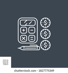 Finance Management Related Vector Thin Line Icon. Isolated on Black Background. Editable Stroke. Vector Illustration.